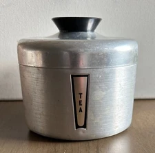 Vintage KROMEX Spun Aluminum Kitchen Tea Canister Mid Century Modern MCM