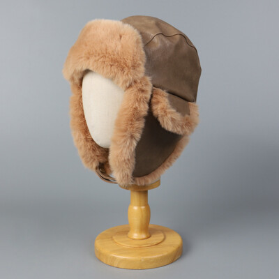 Men Faux Fur Warm Lined Trapper Hat Russian Style Ear Flap  display picture 1