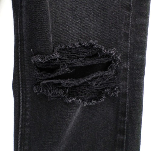 American Eagle Women's Jeans Sz 4 Black Stretch High Waist Distressed Destroyed - Picture 5 of 8
