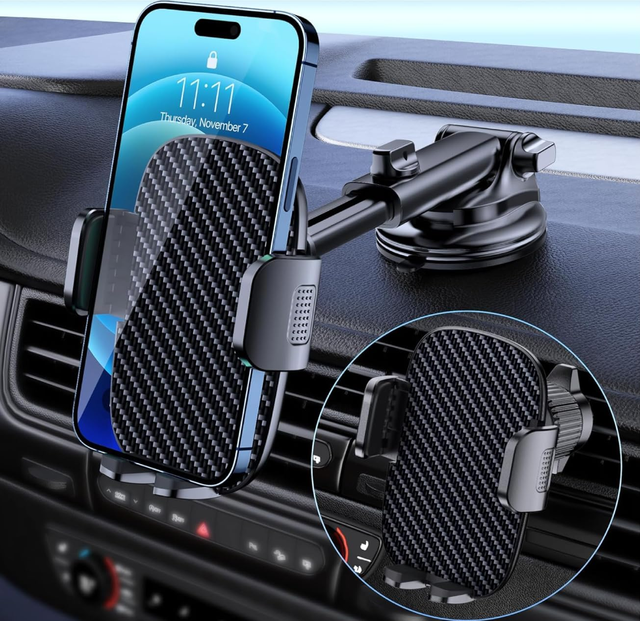 Car Phone Holder Mount Phone Mount for Car Windshield Dashboard Air Vent Univ...-image