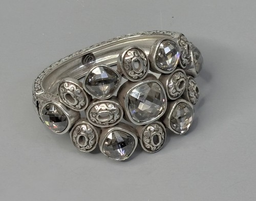 BRIGHTON "Venus Rising" Hinged Chunky Cuff Bracelet w/Gray Crystals 7in - Picture 11 of 15