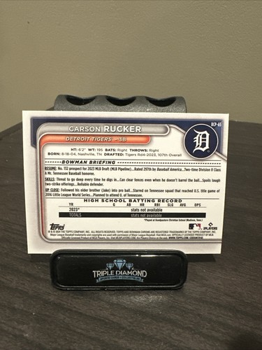 2024 Bowman Baseball Carson Tucker 1st Bowman Chrome Detroit Tigers - Picture 2 of 2