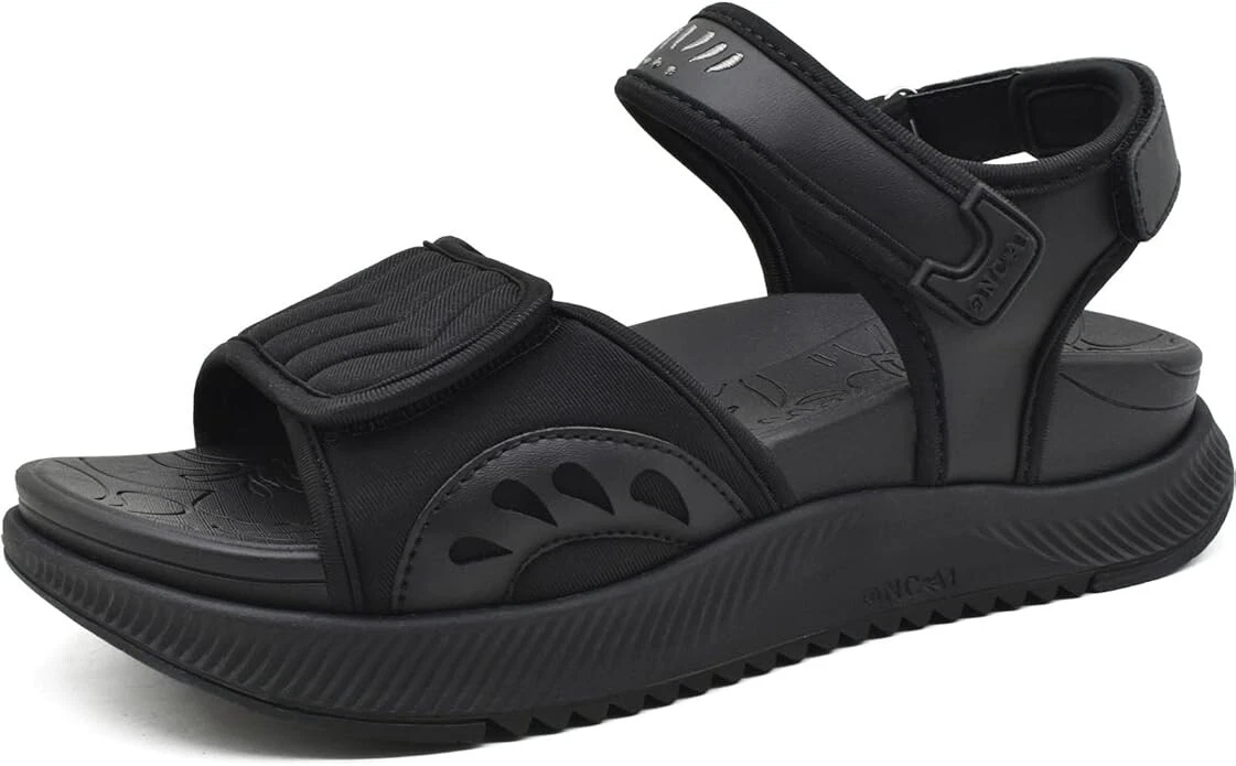 ONCAI Walking Sandals Womens,Arch Support Hiking Sandals Black Size 7