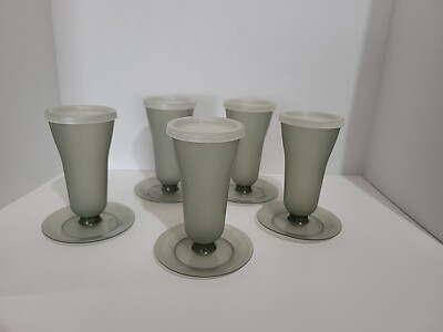 Dessert Parfait Fruit Pudding Cups w/ Lids Smoke Gray Tupperware 754 Set Of 5