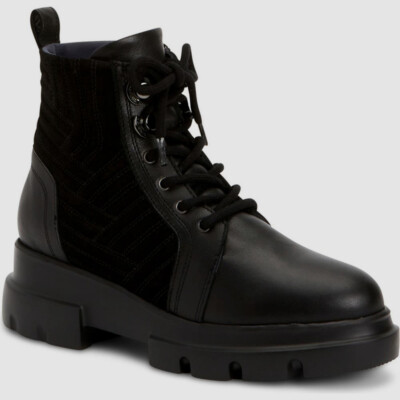 $475 Aquatalia Women's Black Lace-Up Side Zip Rain Boots Shoes EUR 40.5/ US 7.5