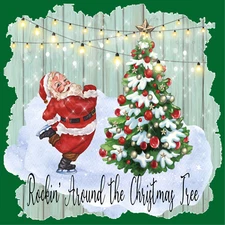 Santa Rockin Around The Christmas Tree Door Hanger or Sign