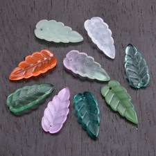 10pcs Leaf Petal Shape 24x11mm Lampwork Glass Top Drilled Pendants Beads