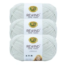 (3 Pack) Lion Brand Yarn 523-098AP Rewind Bulky Tape Yarn, Elm