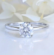 1.2ct GRA VVS Moissanite Solitaire Sterling Silver Engagement Ring 2.5-15 S10493