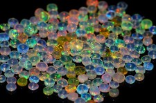 Natural Ethiopian Opal Smooth Rondelle Beads 3-4mm  Fire Welo Opal Gemstone