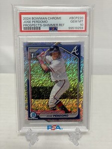 🔥Jose Perdomo 2024 Bowman Chrome Shimmer Refractor 1st PSA 10 💎 Braves🔥