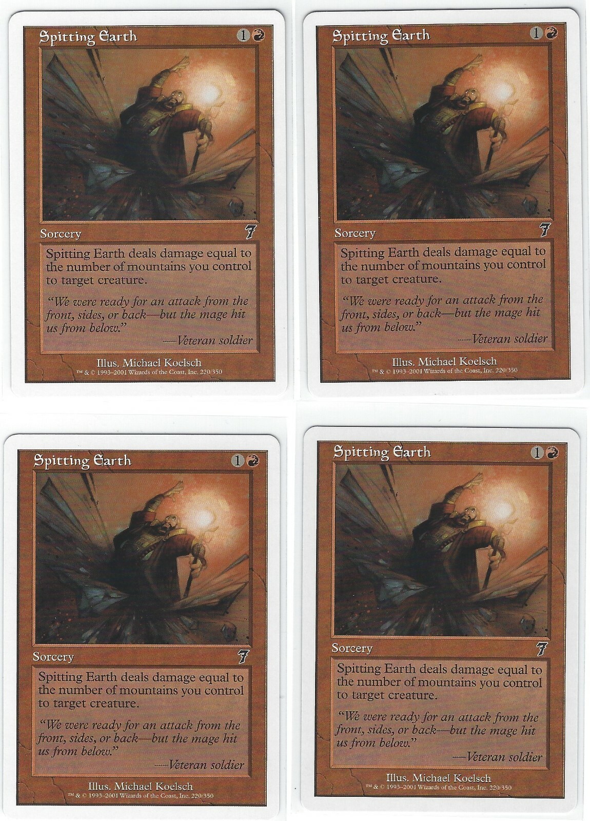 Magic the Gathering 7th Edition Red Common Spitting Earth x4 MTG NM/M