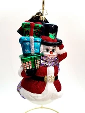 Christopher Radko - Santa's Helper #1015896 Snowman Holding Stack Of Gifts 