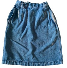 CALVIN KLEIN Denim Skirt Petites Womens 4 Stonewashed Vintage Slit Jean