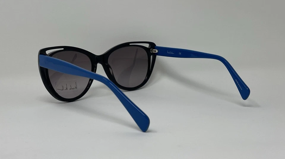 Gafas de sol Nicole Miller negras/azules Taylor Co1 ojo de gato, lentes grises. 57-17-135 Foto 3 de 3