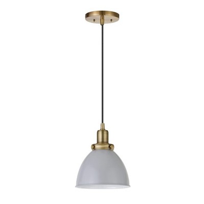 8'' Industrial Dimmable Pendant Light Fixture with Medium Gray Metal Dome Sha...