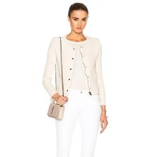 IRO Tweed Jacket Cream Whited Cropped Agnette Tailored Blazer Knit XS