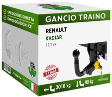 Per Renault KADJAR 2-4WD, AdBlue Dal 18 Gancio Verticale Estraibile UniKIT 13P