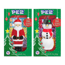 Pez Santa and Snowman Ornament Gift Box Pack of 2