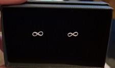 Infinity Symbol Sterling Silver Stud Earrings Cubic Zirconia Stone Gift For Her