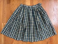 Vintage 1980's "Pinky" Plaid Pleated Skirt Womens Size Small Green/Yellow India