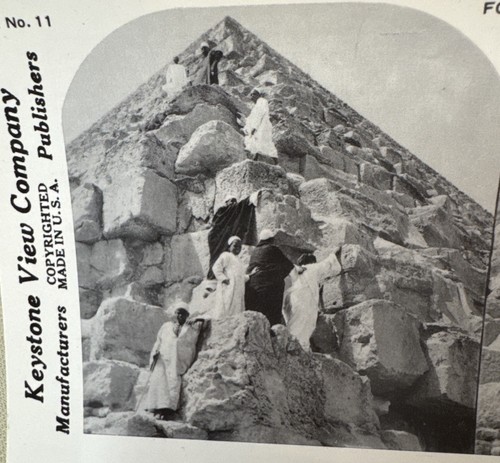 Vintage Stereoview Great Pyramid Egypt Keystone 9869 Photo Card 7x3.5