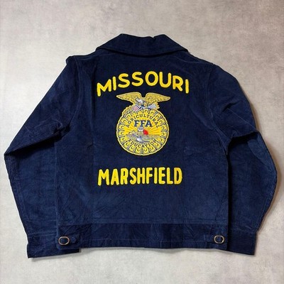 90s FFA Missouri Corduroy Jacket Navy Blue Vintage Workwear #FD