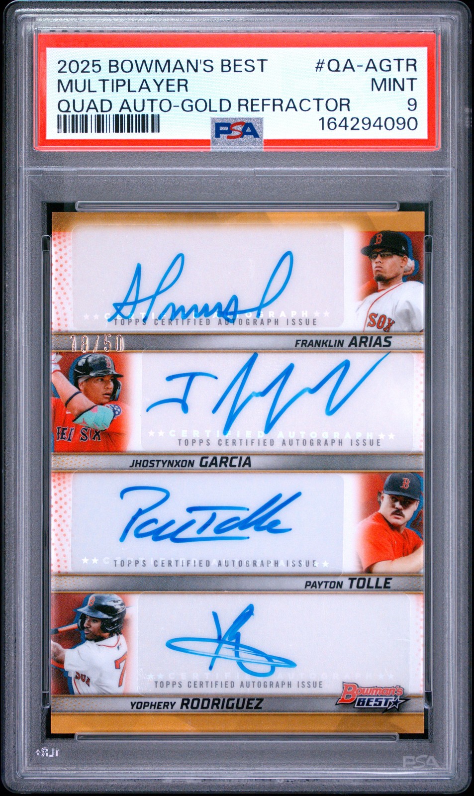 2025 BOWMANS BEST GOLD ARIAS GARCIA TOLLE RODRIGUEZ 18/50 PSA 9