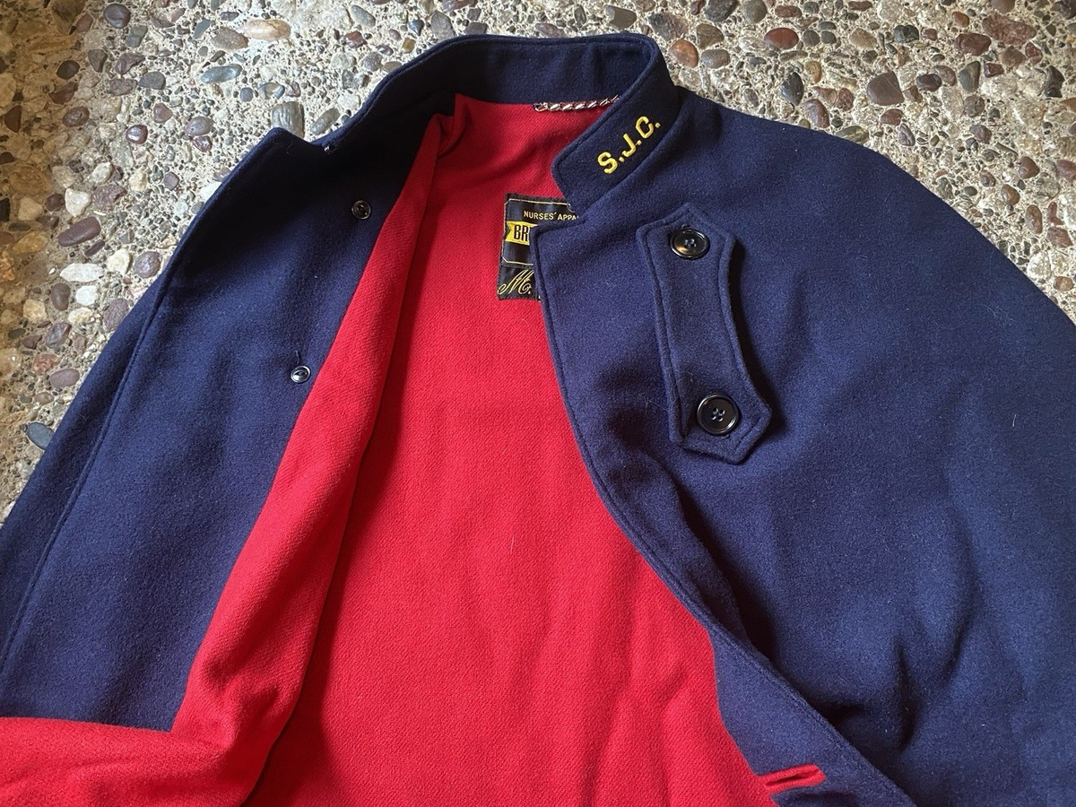 Vintage WWII BRUCK-Curtis Navy Blue Wool Nurses Uniform Blue Cape