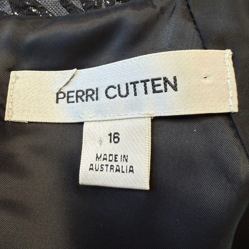 Perri Cutten Size 16 XL Black Sparkly Floral Jacquard V Neck Sleeveless Dress - Picture 9 of 12