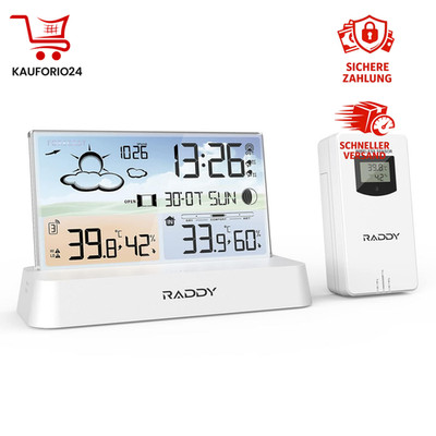 Wetterstation DCF Funkuhr Digitales Farbdisplay Thermometer Hygrometer Indoor