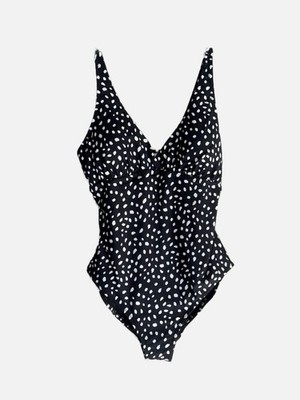 Leilani One Piece Swimsuit Black White Adjustable Straps Flatter Bra Cups 10 NWT