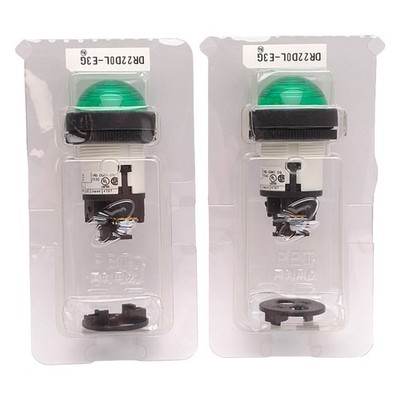 Lot of 2 Fuji Electric DR22D0L-E3G Green Dome Pilot Light, ø30mm, 30VAC/DC 1W