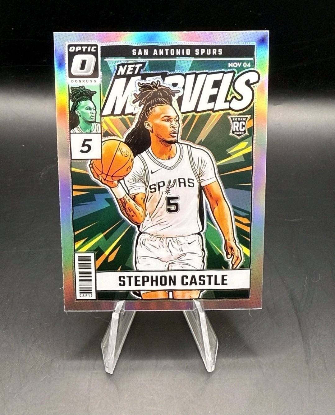 2024-25 Panini Donruss Optic Stephon Castle RC Spurs Net Marvels Holo Prizm
