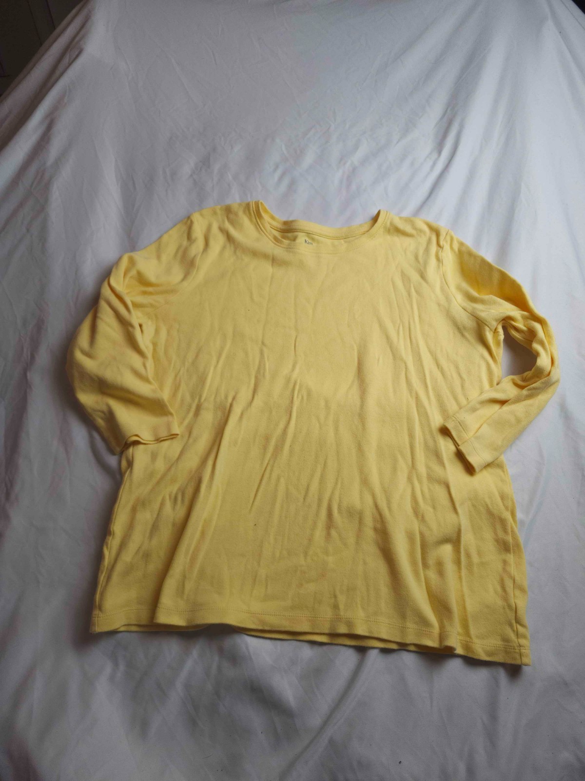 Kim Rogers Perfectly Soft Top Womens M Yellow Minimalist Cotton Coastal Preppy
