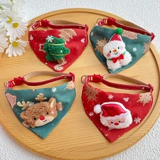 Christmas Dog Bandana Collar Christmas Pet Neckerchief Scarfs
