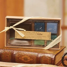 Gift Set of 4 Candles with Brown Ceramic Dish Soothing Aroma