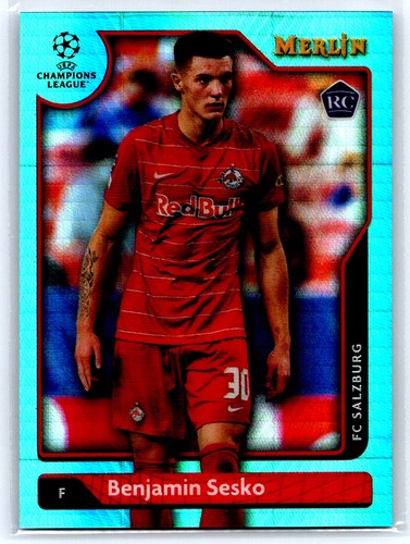 Benjamin Sesko [Aqua Prism] #120 2021 Topps Merlin Chrome UEFA card
