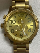 Nixon 51-30 Gold Quartz Watch Silver 51mm Used with Scratches