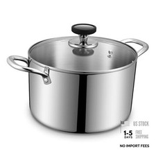 Tri-Ply Stainless Steel Stock Pot, 6.5 Quart Heavy Duty Induction 6.5 Quarts