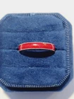 Vintage Sterling Silver 925 Red Enamel Guilloche Band Ring Size 6 Thailand