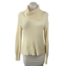 Banana Republic Cream Merino Wool Turtleneck Long Sleeve Knit Sweater Top Size S
