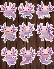 Axolotl Die Cut Vinyl Stickers Set Scrapbooking Laptop Water Bottle
