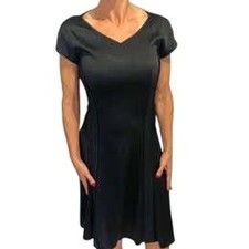 Hugo Boss Dartonika Black Satin Fit Flare Dress 12