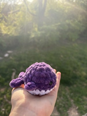 Grape Whale Plush Handmade Crochet Whale Purple White Mini Cute Plush Toy