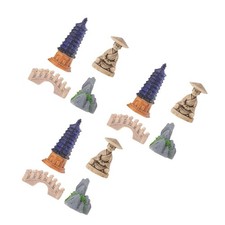  3er-Set Mini-Pagoden-Gartenfiguren: Künstlicher Bergfelsen – Buddha-Statue mit