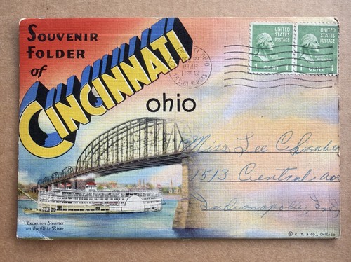 1946 Cincinnati Ohio Souvenir Travel Folder  Coney Island Steamer Crosley Field