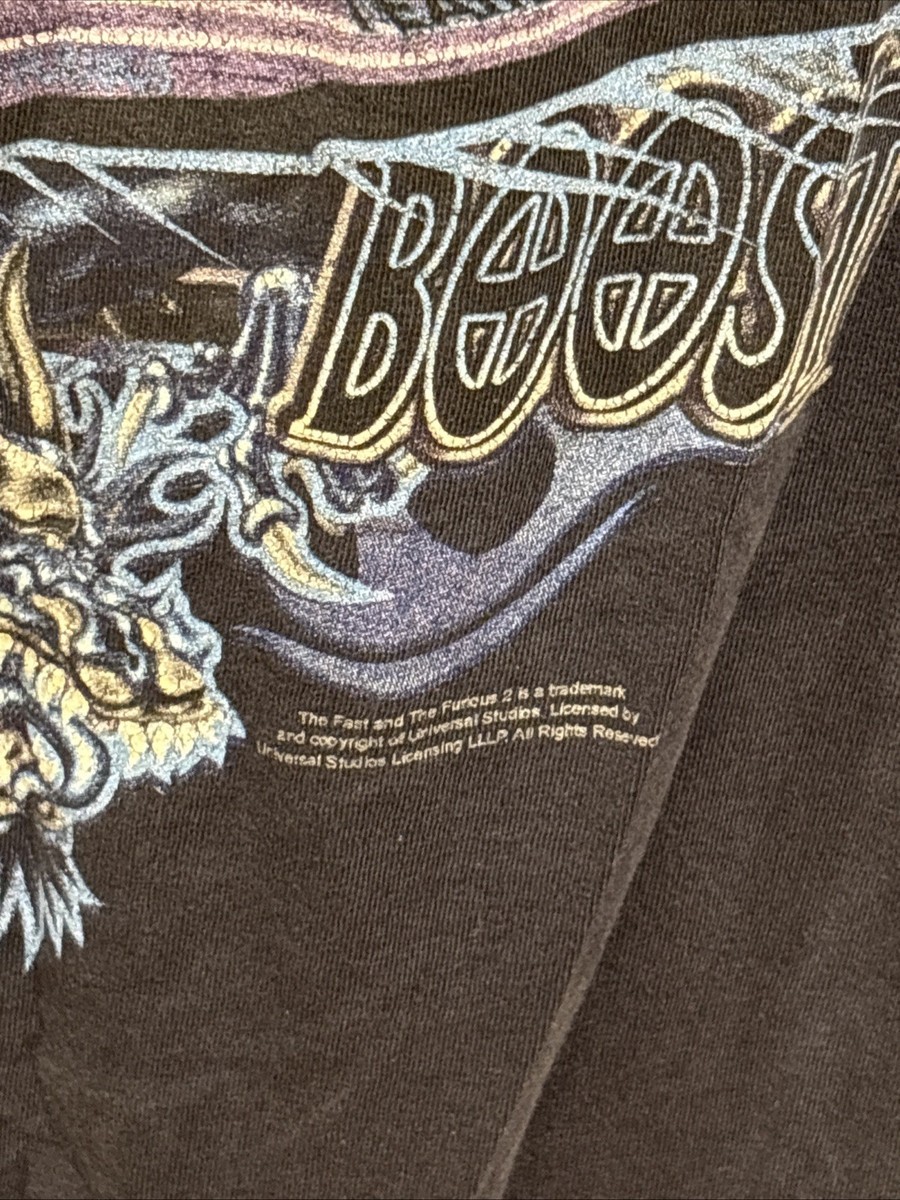 Vintage 2 Fast 2 Furious Dragon Boost Movie Promo T Shirt L Y2K Street Racing View 3