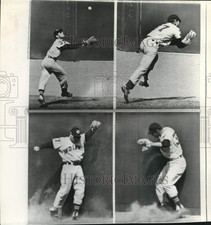 1960 Press Photo Indians' Jim Piersall Hits The Wall But Still Catches The Ball