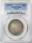 1854 O Seated Liberty U.S. 50c Silver Half Dollar W/ Arrows PCGS XF45 - Campos